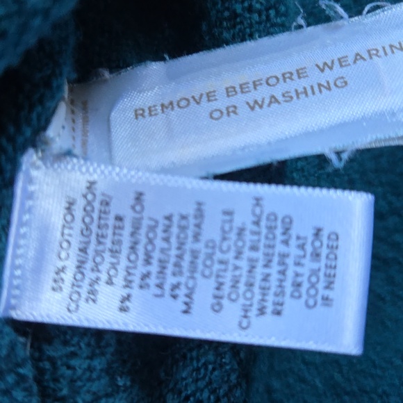 LOFT teal Crew Neck Sweater With Side Slits And Ribbed Details Oversized - Picture 3 of 4